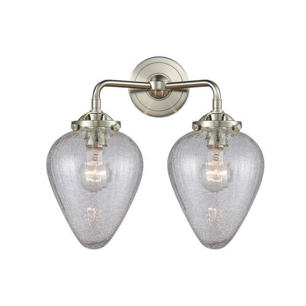 Geneseo Bath Vanity Light shown in the Brushed Satin Nickel finish with a Clear Crackled shade