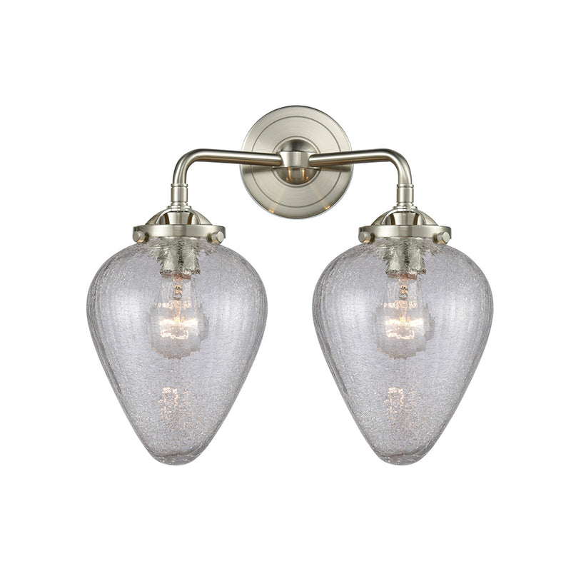 Geneseo Bath Vanity Light shown in the Brushed Satin Nickel finish with a Clear Crackled shade