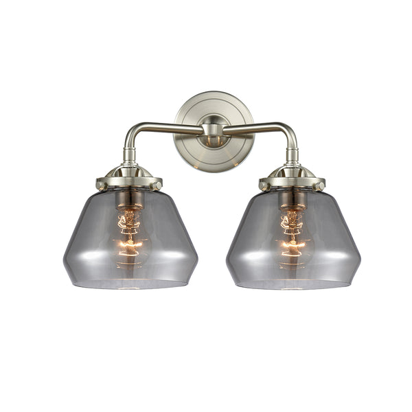 Fulton Bath Vanity Light shown in the Brushed Satin Nickel finish with a Plated Smoke shade