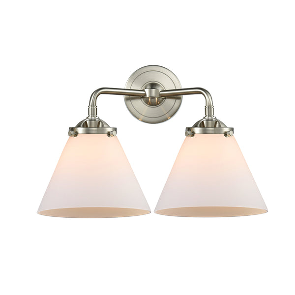 Cone Bath Vanity Light shown in the Brushed Satin Nickel finish with a Matte White shade