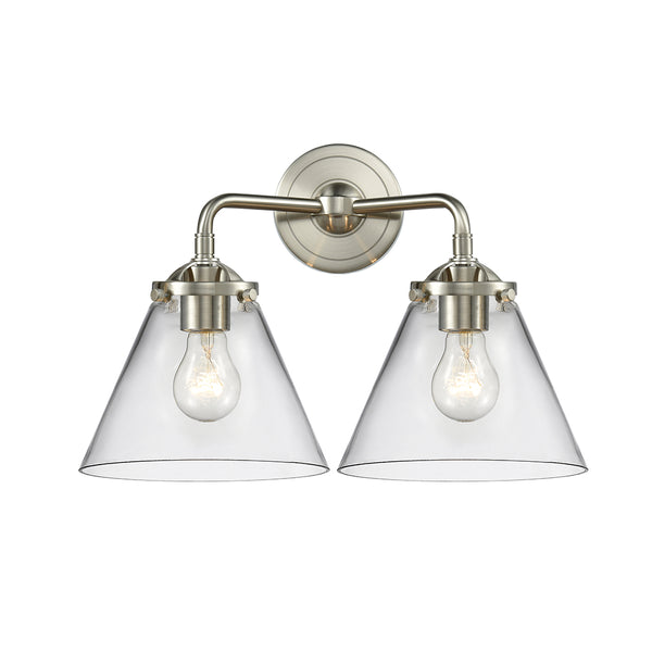 Cone Bath Vanity Light shown in the Brushed Satin Nickel finish with a Clear shade