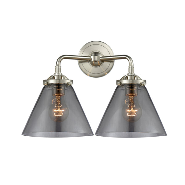 Cone Bath Vanity Light shown in the Brushed Satin Nickel finish with a Plated Smoke shade