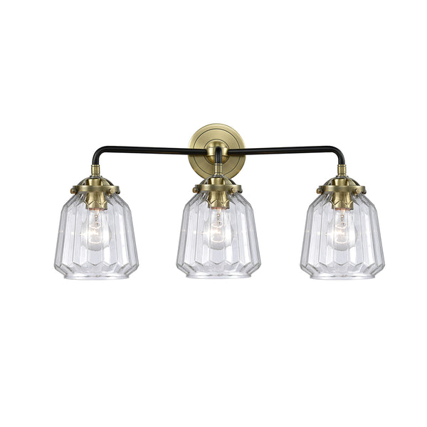 Chatham Bath Vanity Light shown in the Black Antique Brass finish with a Clear shade