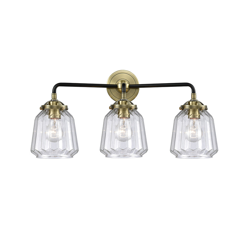 Chatham Bath Vanity Light shown in the Black Antique Brass finish with a Clear shade