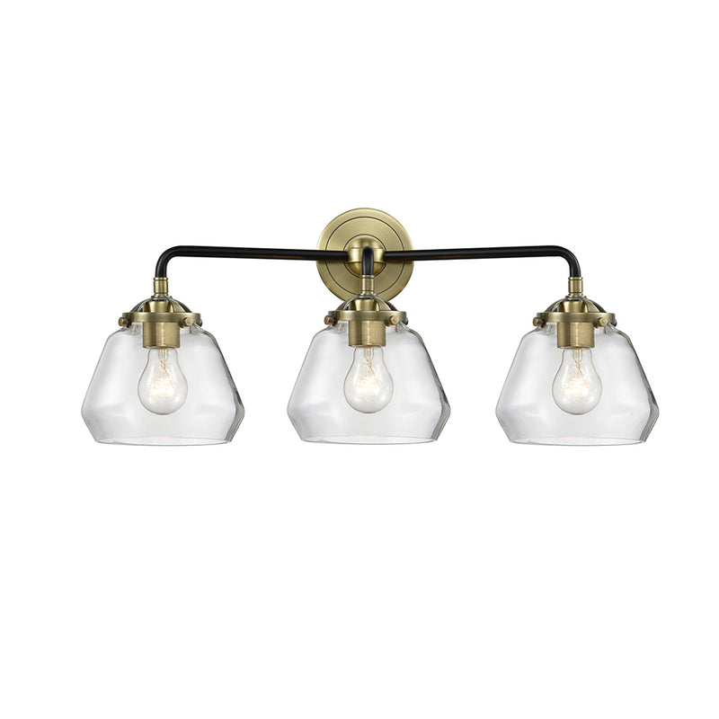 Fulton Bath Vanity Light shown in the Black Antique Brass finish with a Clear shade