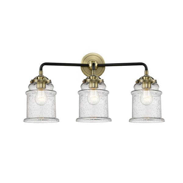 Canton Bath Vanity Light shown in the Black Antique Brass finish with a Seedy shade