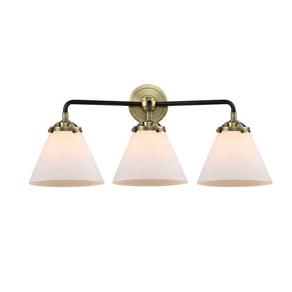 Cone Bath Vanity Light shown in the Black Antique Brass finish with a Matte White shade