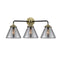Cone Bath Vanity Light shown in the Black Antique Brass finish with a Plated Smoke shade