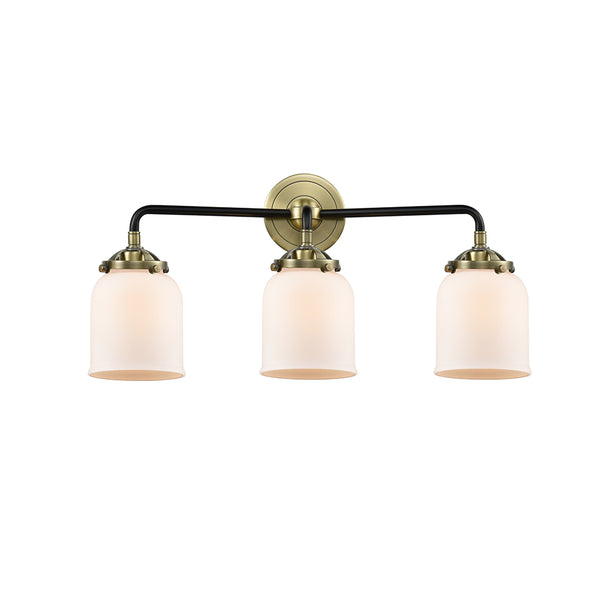 Bell Bath Vanity Light shown in the Black Antique Brass finish with a Matte White shade