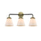 Cone Bath Vanity Light shown in the Black Antique Brass finish with a Matte White shade