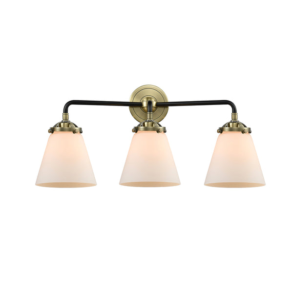 Cone Bath Vanity Light shown in the Black Antique Brass finish with a Matte White shade