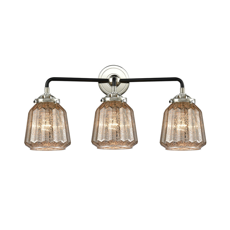 Chatham Bath Vanity Light shown in the Black Polished Nickel finish with a Mercury shade