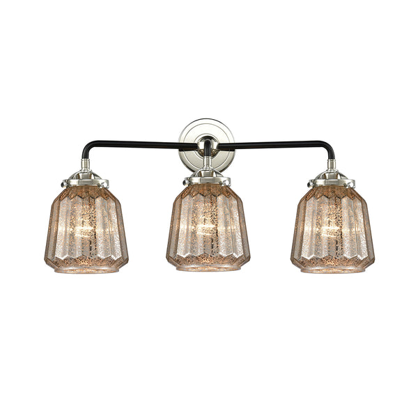 Chatham Bath Vanity Light shown in the Black Polished Nickel finish with a Mercury shade