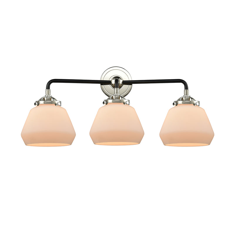 Fulton Bath Vanity Light shown in the Black Polished Nickel finish with a Matte White shade