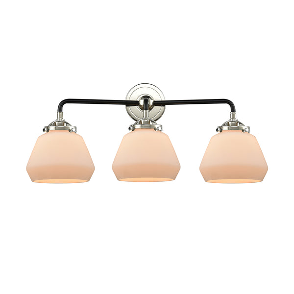 Fulton Bath Vanity Light shown in the Black Polished Nickel finish with a Matte White shade
