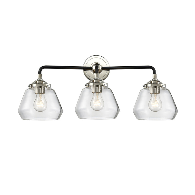 Fulton Bath Vanity Light shown in the Black Polished Nickel finish with a Clear shade