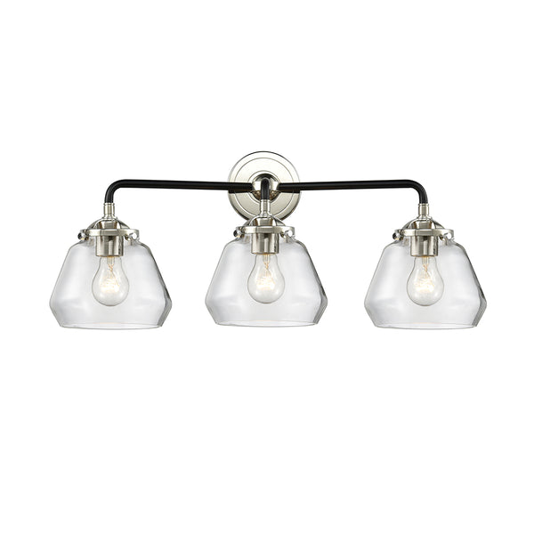 Fulton Bath Vanity Light shown in the Black Polished Nickel finish with a Clear shade