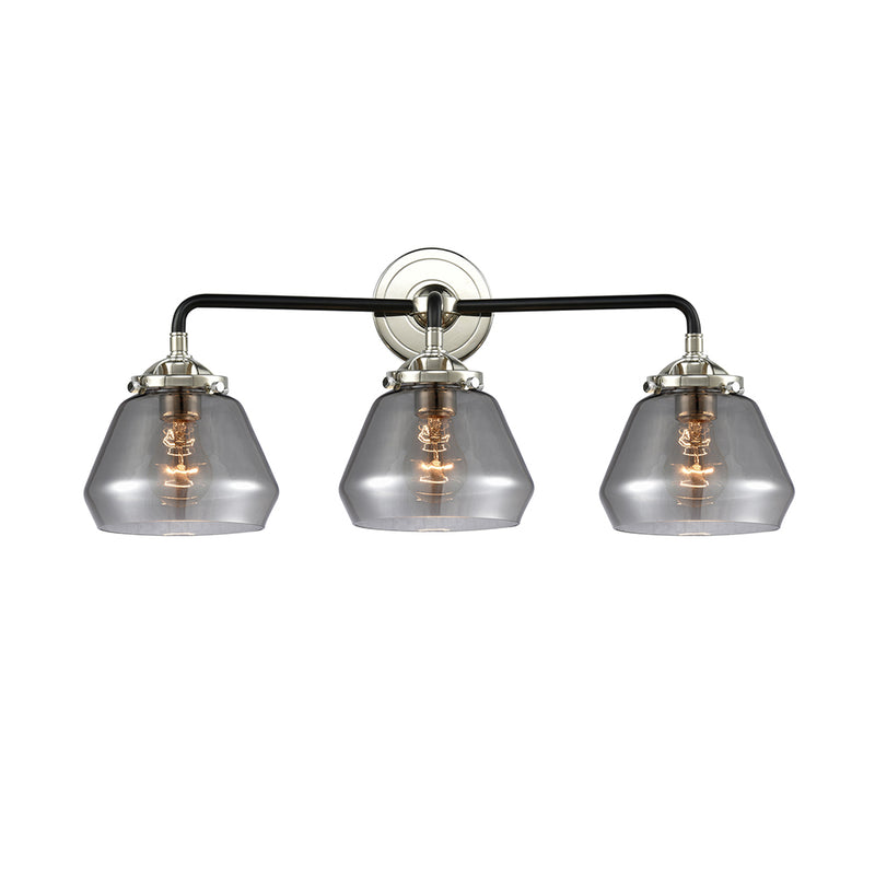 Fulton Bath Vanity Light shown in the Black Polished Nickel finish with a Plated Smoke shade