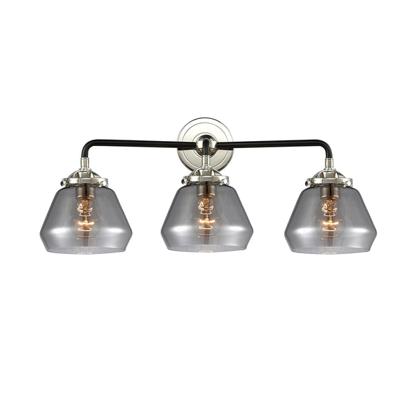 Fulton Bath Vanity Light shown in the Black Polished Nickel finish with a Plated Smoke shade