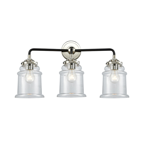 Canton Bath Vanity Light shown in the Black Polished Nickel finish with a Clear shade