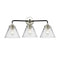 Cone Bath Vanity Light shown in the Black Polished Nickel finish with a Clear shade