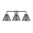 Cone Bath Vanity Light shown in the Black Polished Nickel finish with a Plated Smoke shade