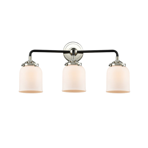 Bell Bath Vanity Light shown in the Black Polished Nickel finish with a Matte White shade
