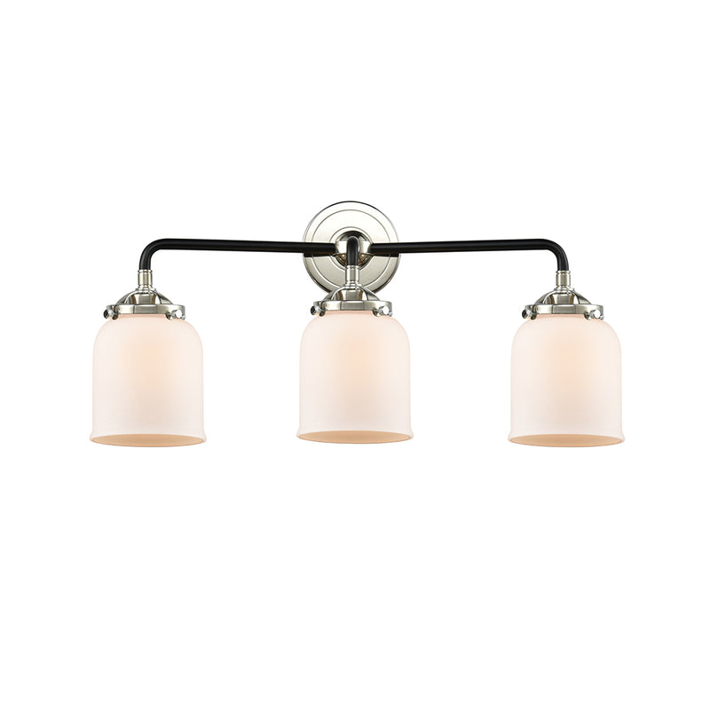 Bell Bath Vanity Light shown in the Black Polished Nickel finish with a Matte White shade