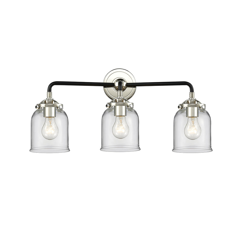 Bell Bath Vanity Light shown in the Black Polished Nickel finish with a Clear shade