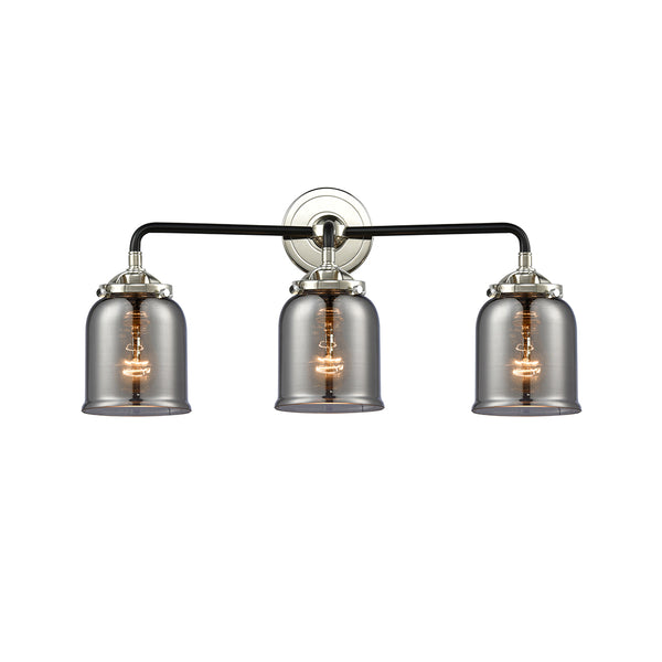 Bell Bath Vanity Light shown in the Black Polished Nickel finish with a Plated Smoke shade