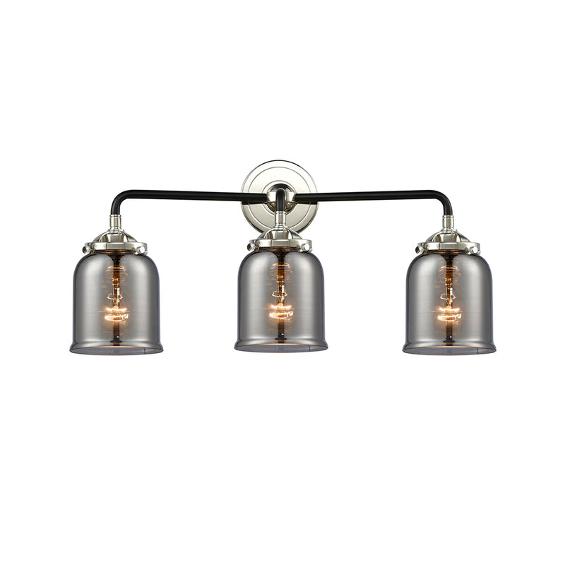 Bell Bath Vanity Light shown in the Black Polished Nickel finish with a Plated Smoke shade