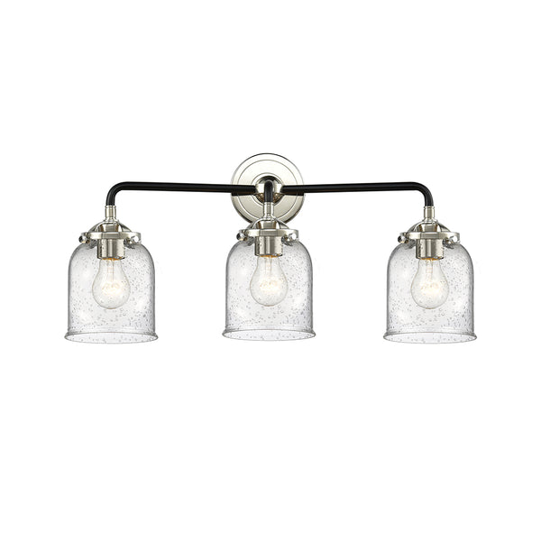 Bell Bath Vanity Light shown in the Black Polished Nickel finish with a Seedy shade