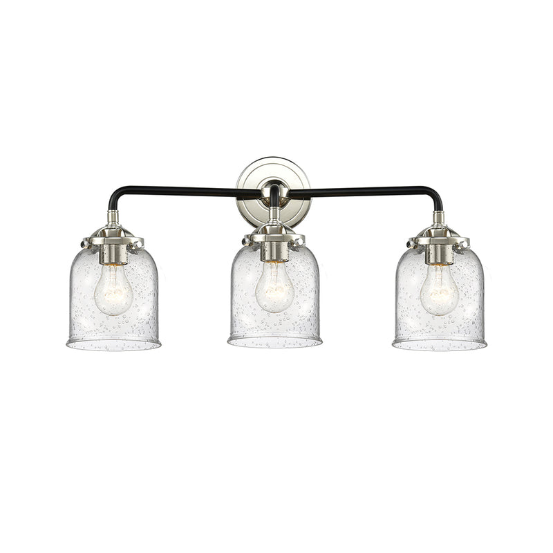 Bell Bath Vanity Light shown in the Black Polished Nickel finish with a Seedy shade