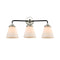 Cone Bath Vanity Light shown in the Black Polished Nickel finish with a Matte White shade