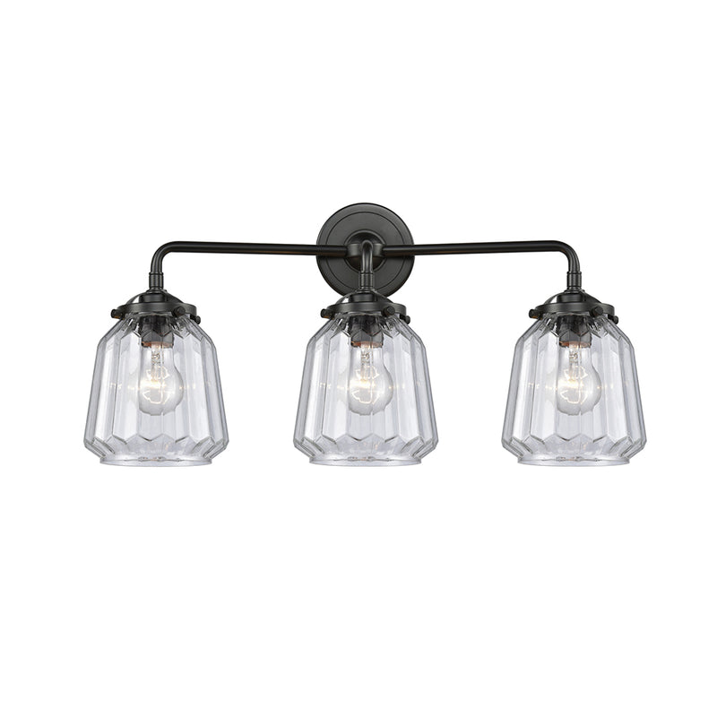 Chatham Bath Vanity Light shown in the Oil Rubbed Bronze finish with a Clear shade