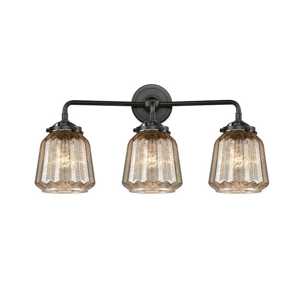 Chatham Bath Vanity Light shown in the Oil Rubbed Bronze finish with a Mercury shade