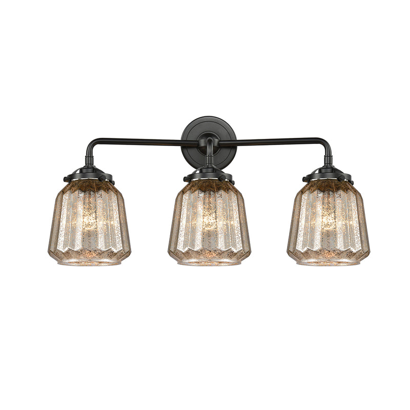 Chatham Bath Vanity Light shown in the Oil Rubbed Bronze finish with a Mercury shade