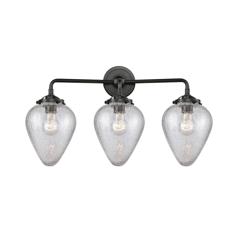 Geneseo Bath Vanity Light shown in the Oil Rubbed Bronze finish with a Clear Crackled shade