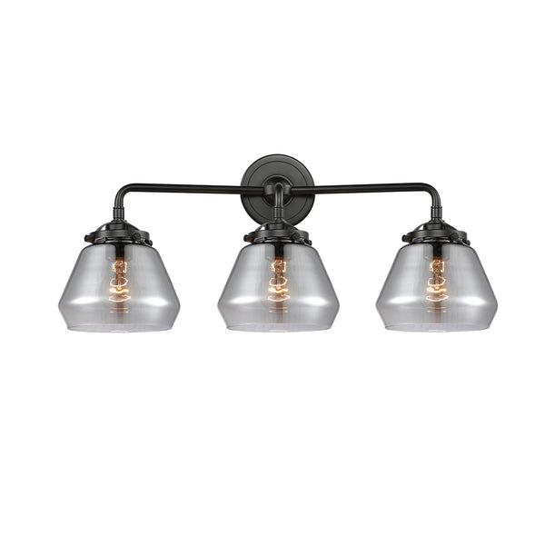 Fulton Bath Vanity Light shown in the Oil Rubbed Bronze finish with a Plated Smoke shade