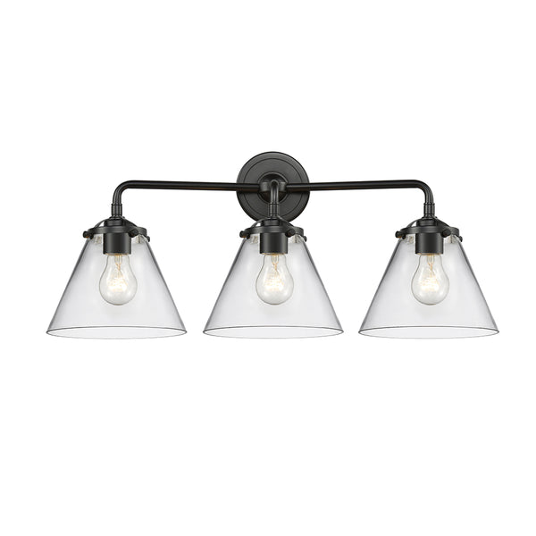Cone Bath Vanity Light shown in the Oil Rubbed Bronze finish with a Clear shade