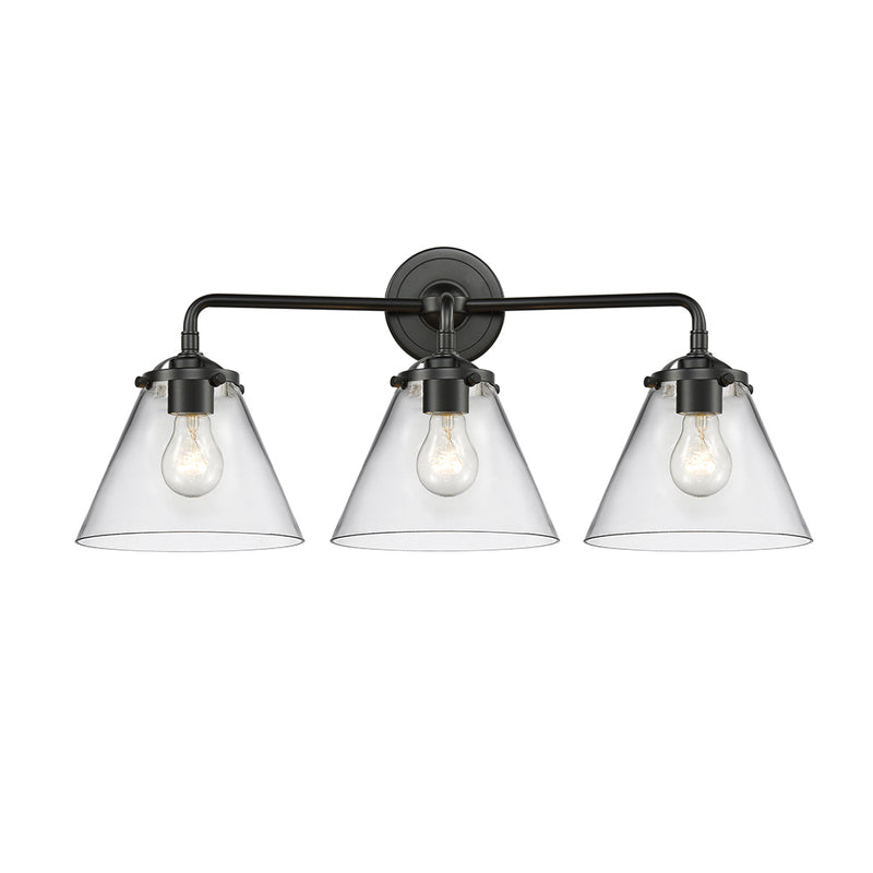 Cone Bath Vanity Light shown in the Oil Rubbed Bronze finish with a Clear shade