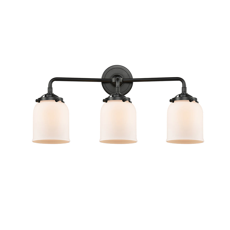 Bell Bath Vanity Light shown in the Oil Rubbed Bronze finish with a Matte White shade