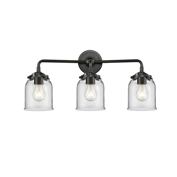 Bell Bath Vanity Light shown in the Oil Rubbed Bronze finish with a Clear shade