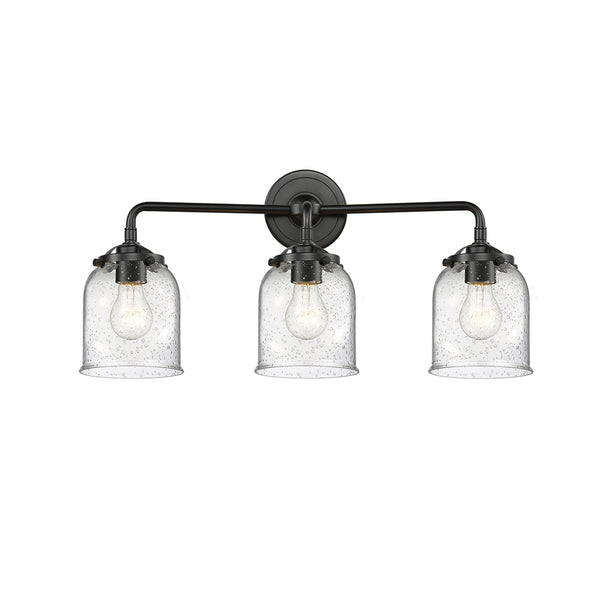 Bell Bath Vanity Light shown in the Oil Rubbed Bronze finish with a Seedy shade