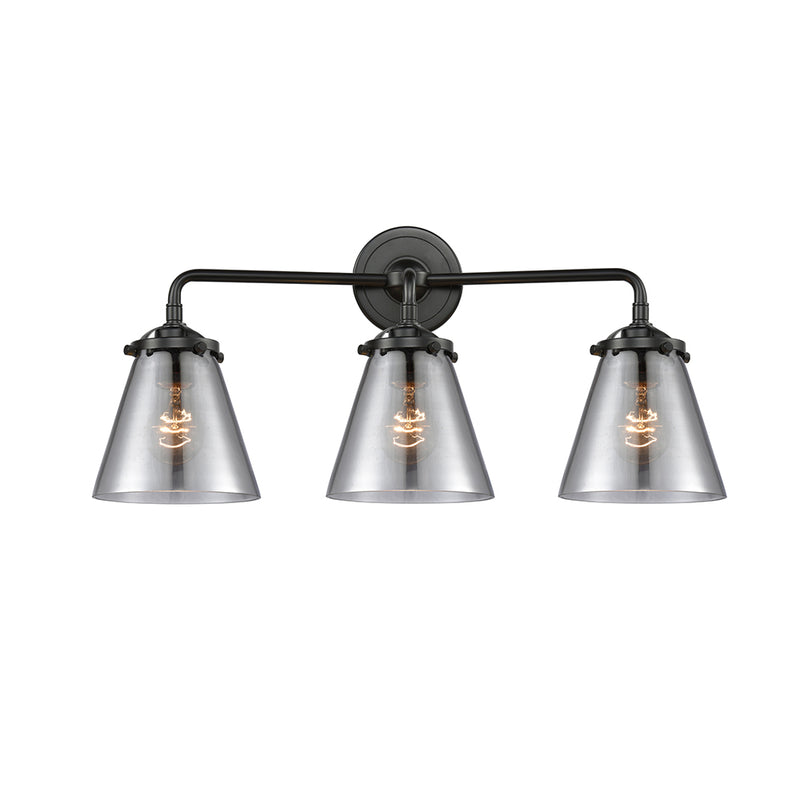 Cone Bath Vanity Light shown in the Oil Rubbed Bronze finish with a Plated Smoke shade