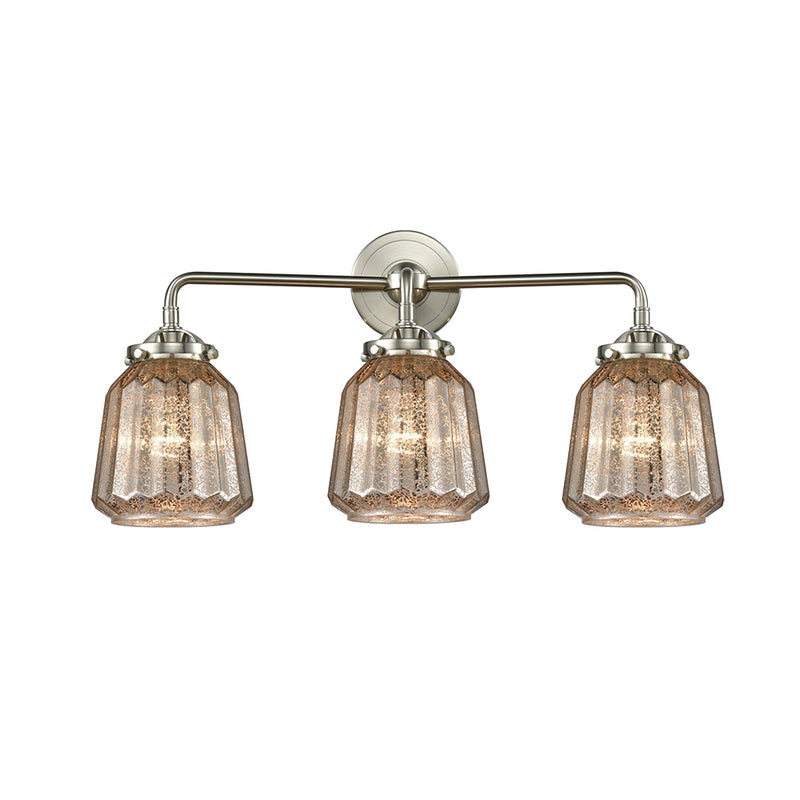 Chatham Bath Vanity Light shown in the Brushed Satin Nickel finish with a Mercury shade