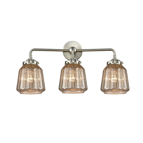 Chatham Bath Vanity Light shown in the Brushed Satin Nickel finish with a Mercury shade