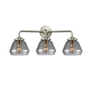 Fulton Bath Vanity Light shown in the Brushed Satin Nickel finish with a Plated Smoke shade