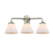 Cone Bath Vanity Light shown in the Brushed Satin Nickel finish with a Matte White shade
