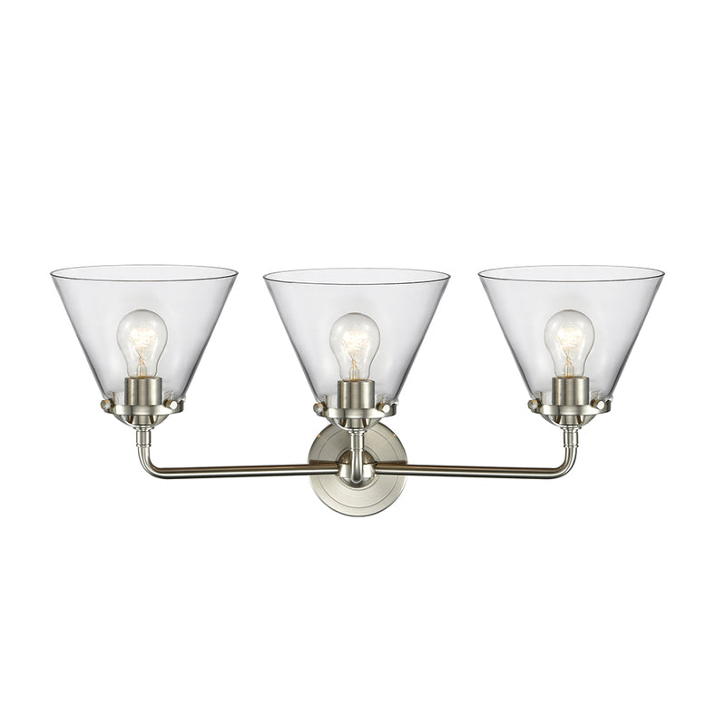 Innovations Lighting Large Cone 3 Light Bath Vanity Light Part Of The Nouveau Collection 284-3W-SN-G42-LED